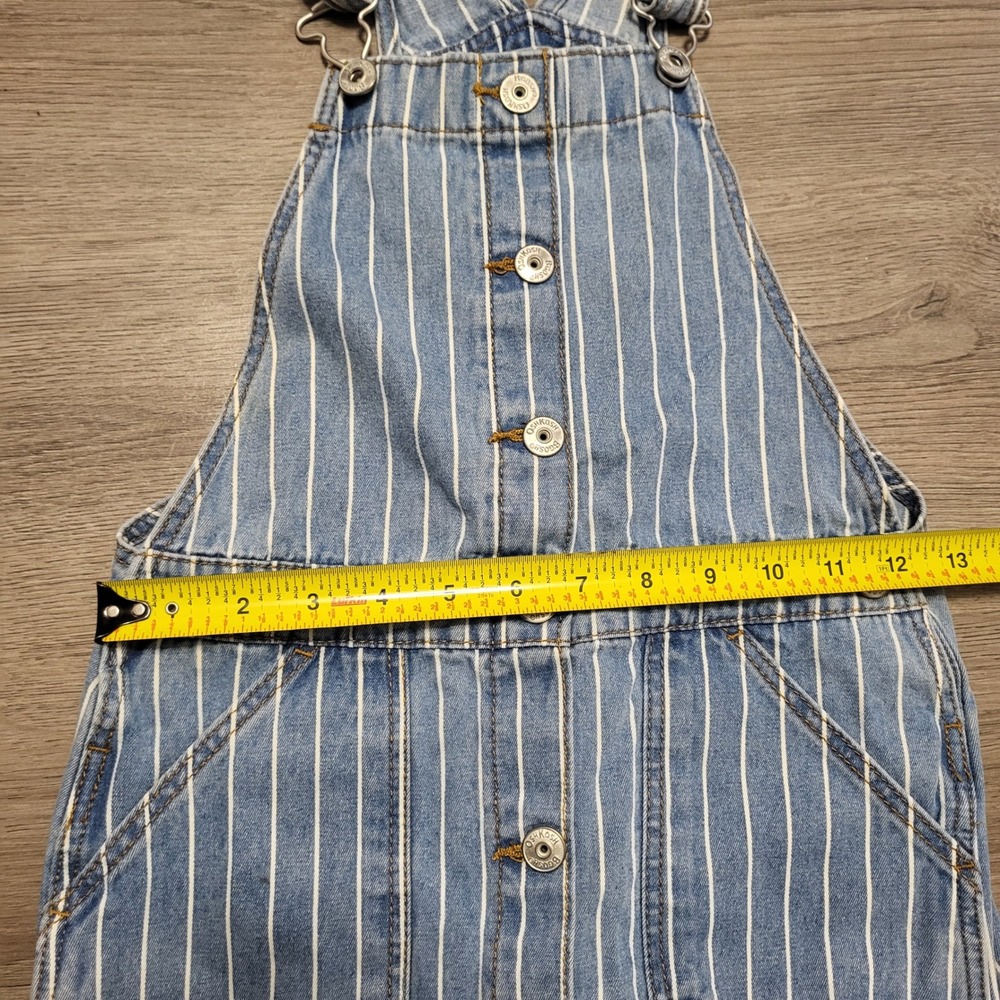 OshKosh Bgosh Girls Blue White Striped Denim Vestbak Overalls Dress Size 10 - Picture 7 of 7